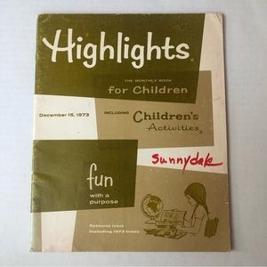 3/$12! Highlights The Monthly Book for Children Resource December 15 1973 Vtg